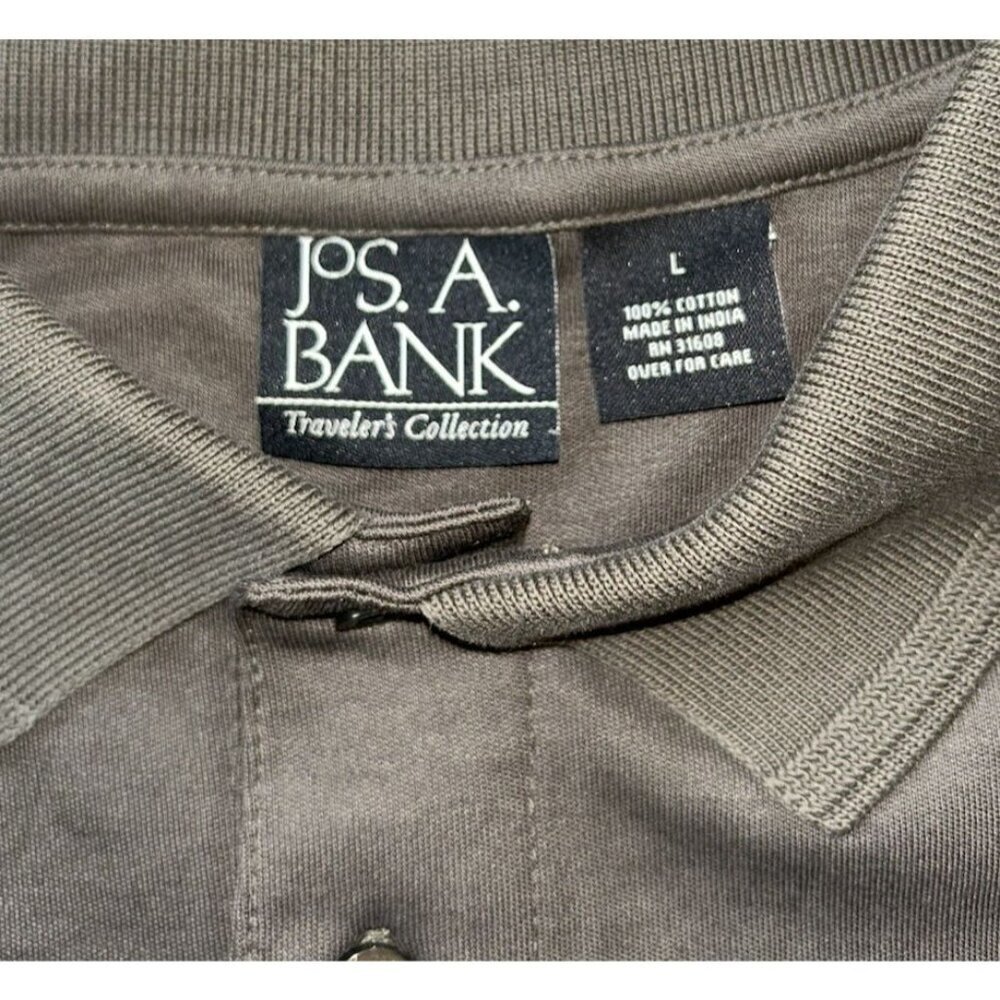 NEW Jos A Bank Traveler Long Sleeve Polo Shirt Size Large Olive Green Cotton - Picture 4 of 6